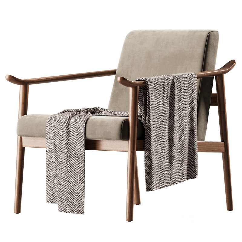 Black Teak and Leather Armchair Image 2