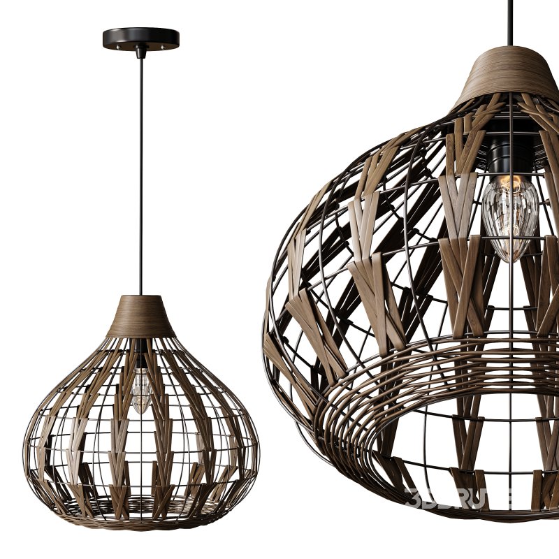 Retro Coffee Bamboo Rattan Pendant Light Image 1