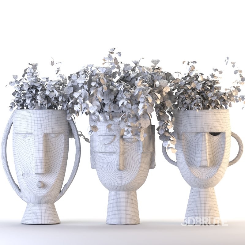 Concrete Pot Plant Set 04 Image 3