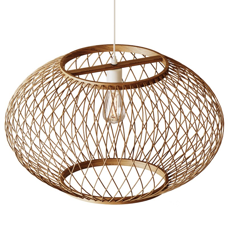 Natural Round Bamboo Hanging Pendant Lights Image 2