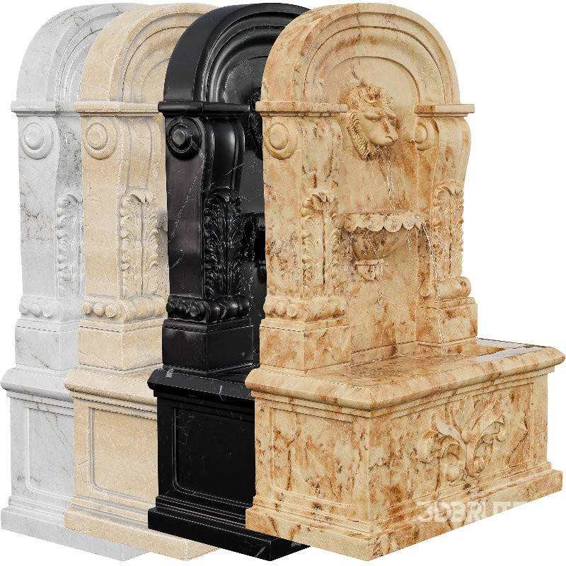 Ornate Marble Wall Fountain Classical Lion Head Image 4