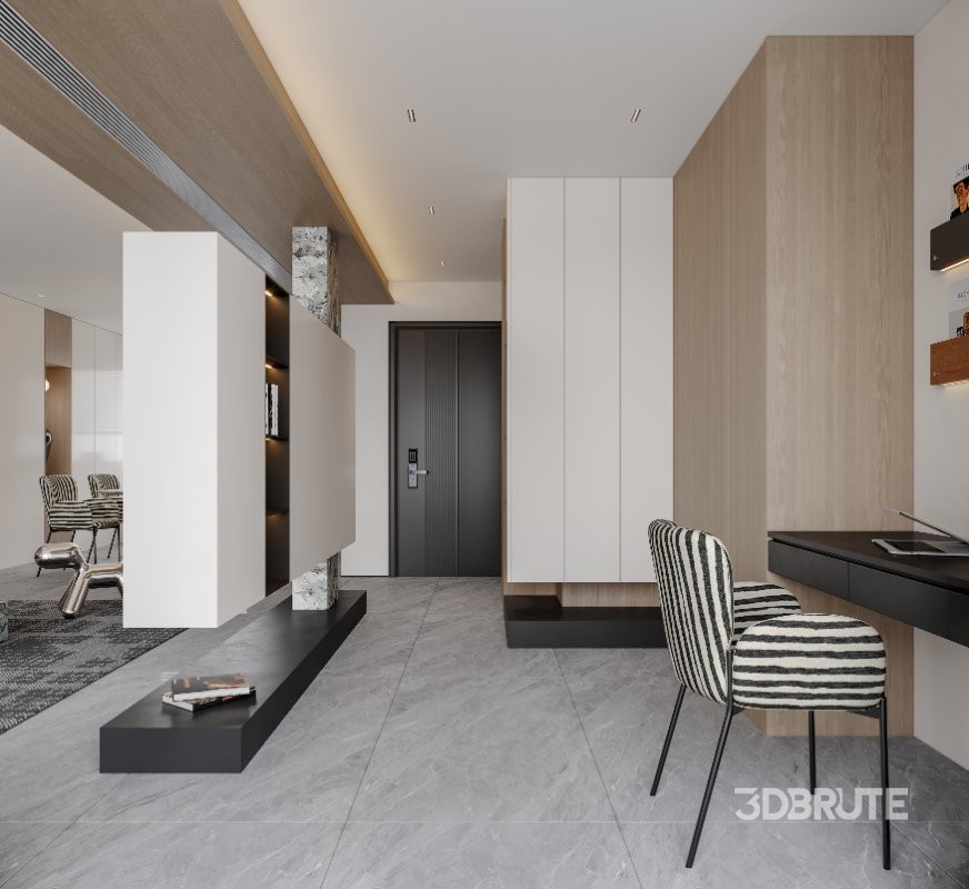 Modern living room and dining room interior scene Image 6