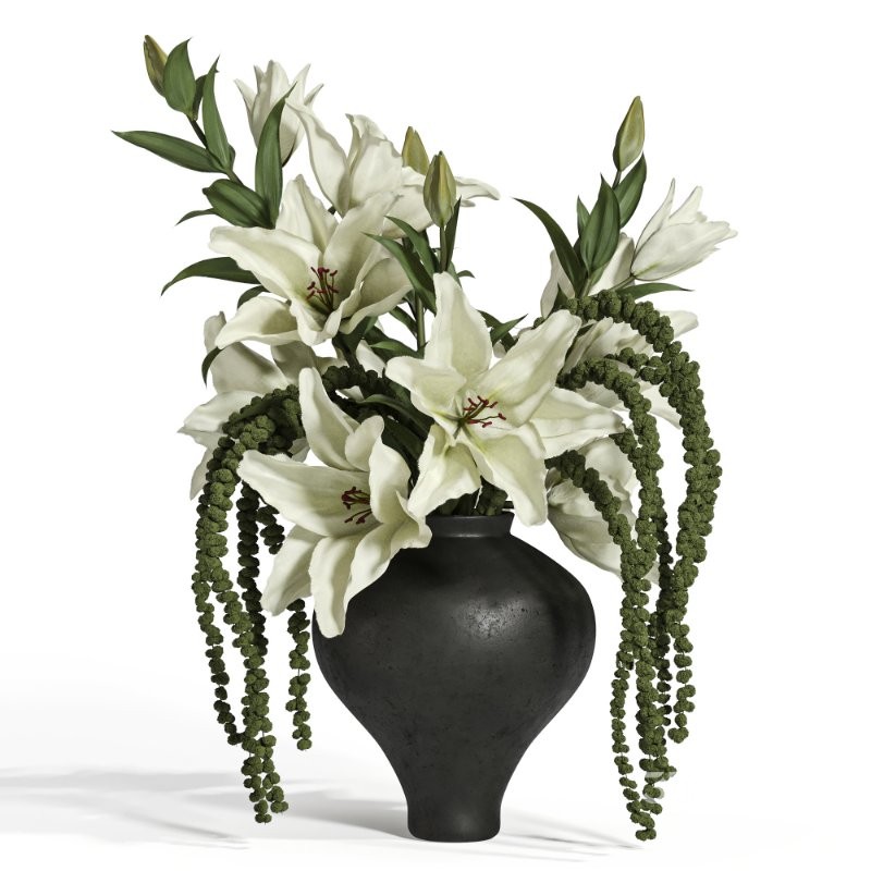 White Lily Cascade in Charcoal Vase 52 Image 1