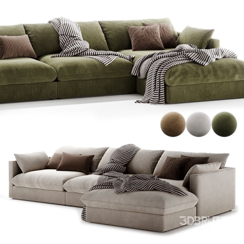 Unwind Modular 3 Piece Slipcovered Chaise Sectional Sofa Image 2