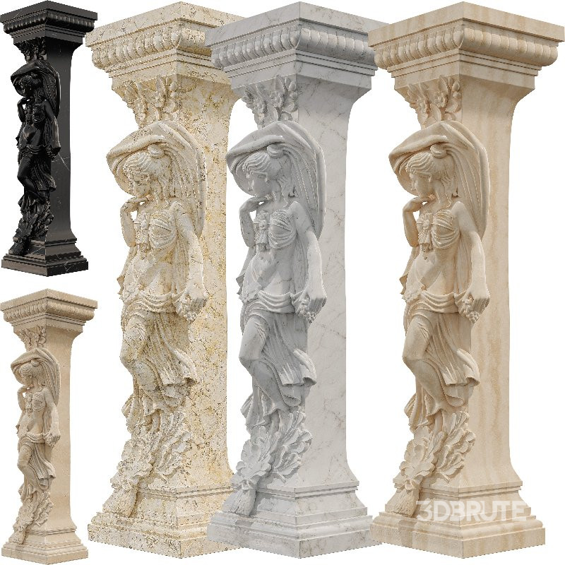 Classical Female Column Sculpture Ornamental Image 3