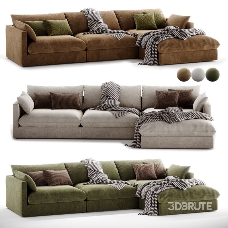 Unwind Modular 3 Piece Slipcovered Chaise Sectional Sofa Image 3