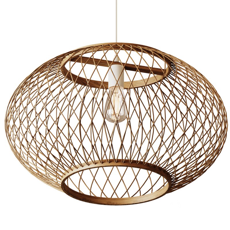 Natural Round Bamboo Hanging Pendant Lights Image 7