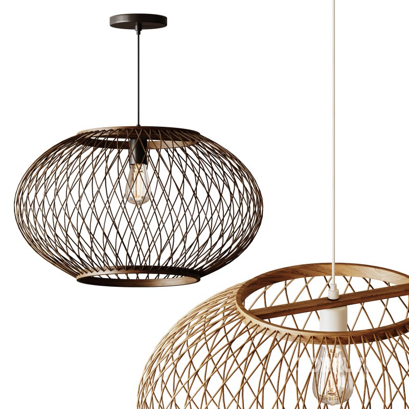 Natural Round Bamboo Hanging Pendant Lights Image 1