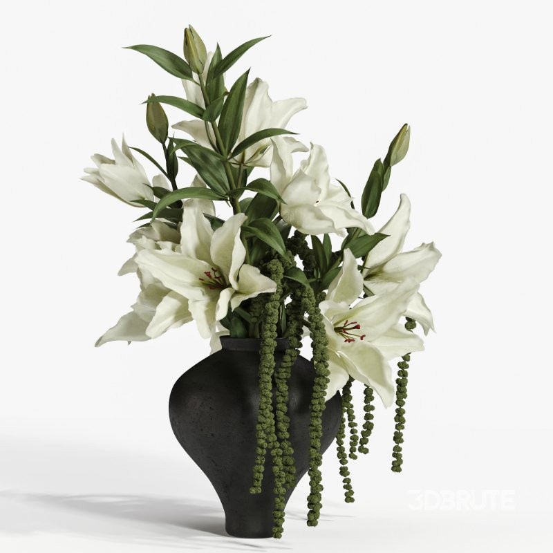 White Lily Cascade in Charcoal Vase 52 Image 3