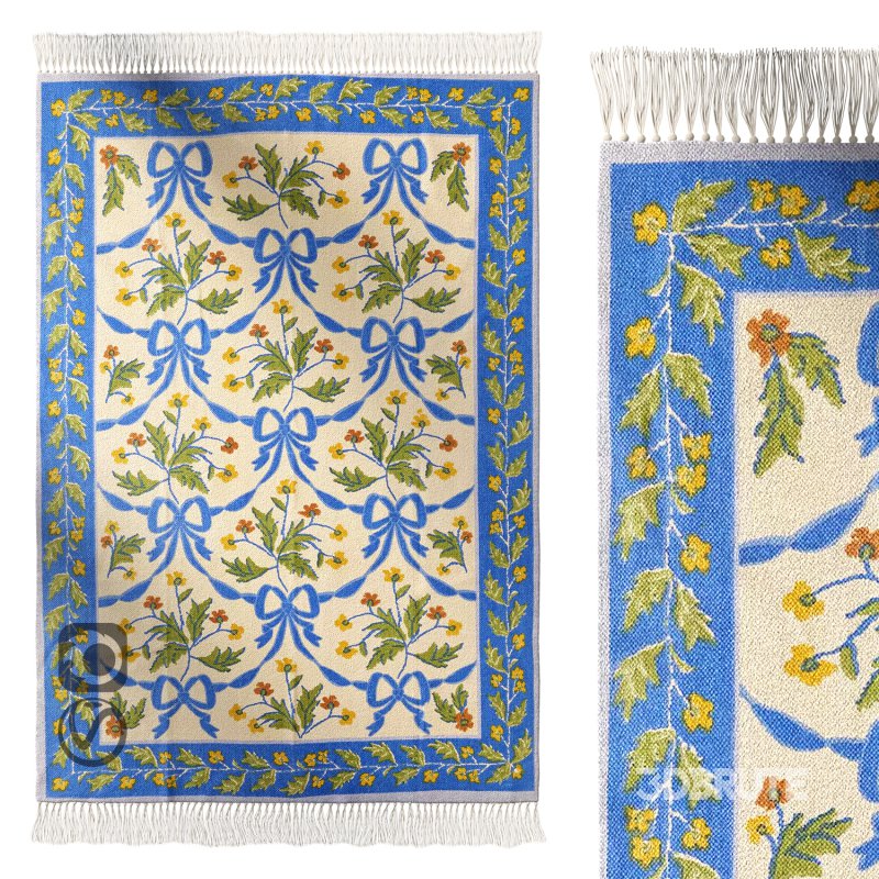 Bow Demask Screen Printed Rug Image 1