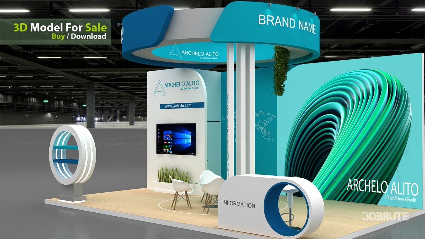 minimal booth 3d model Image 2