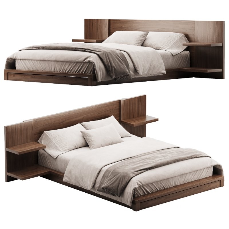 Andes Black Ebonized Oak Wood Queen Bed Image 1