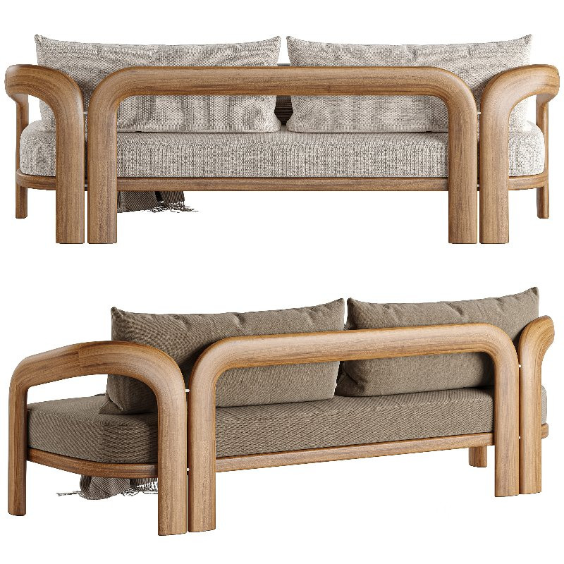 Chloe Teak 3 Seat Sofa Image 4