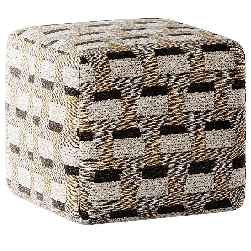 Cube Ottoman in Indigo Fritz Stripe Image 1