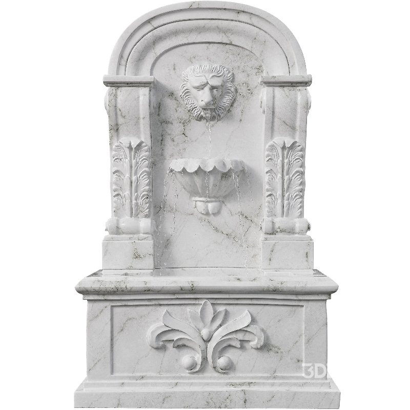 Ornate Marble Wall Fountain Classical Lion Head Image 1
