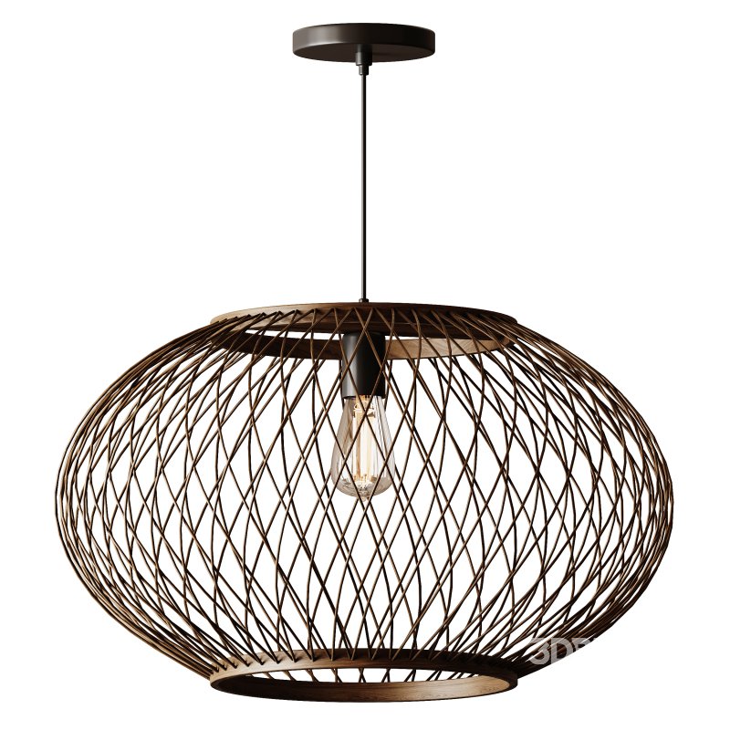 Natural Round Bamboo Hanging Pendant Lights Image 5