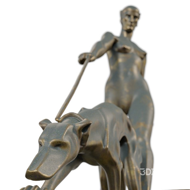 Bronze Human Walking Dog Sculpture Image 3