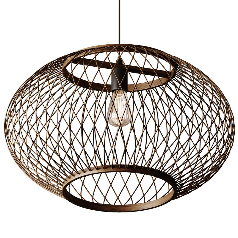Natural Round Bamboo Hanging Pendant Lights Image 3