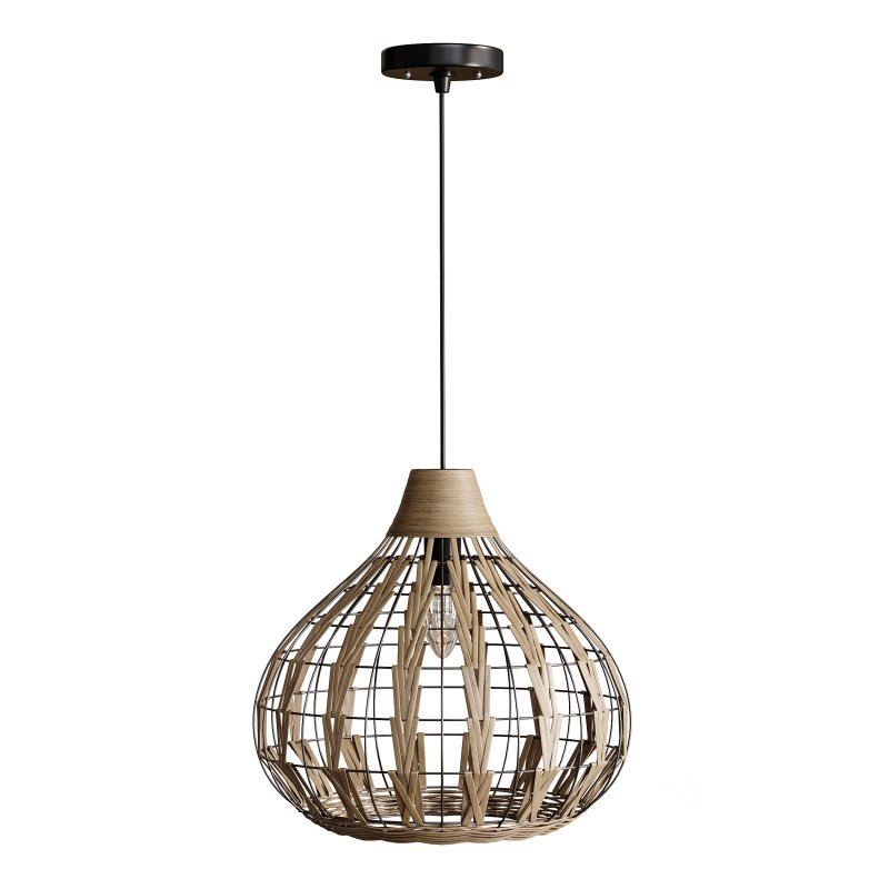 Retro Coffee Bamboo Rattan Pendant Light Image 3
