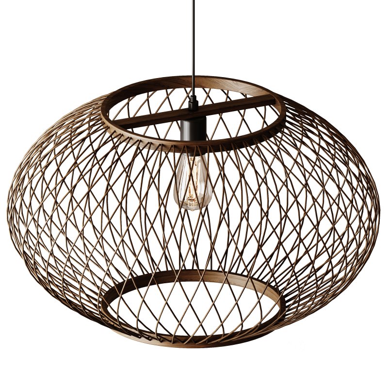 Natural Round Bamboo Hanging Pendant Lights Image 4