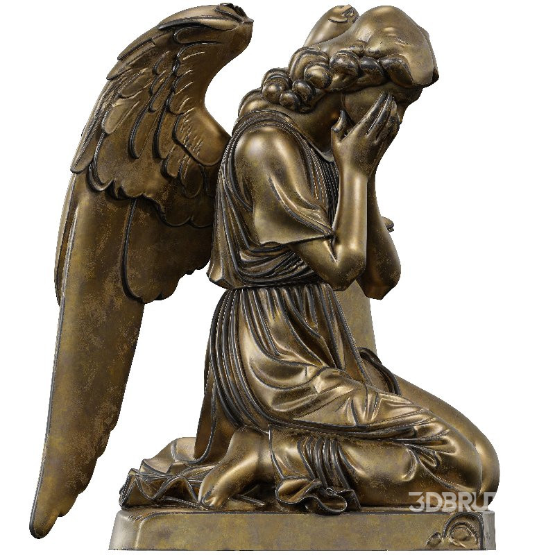 Kneeling Mourning Angel Sculpture Image 3