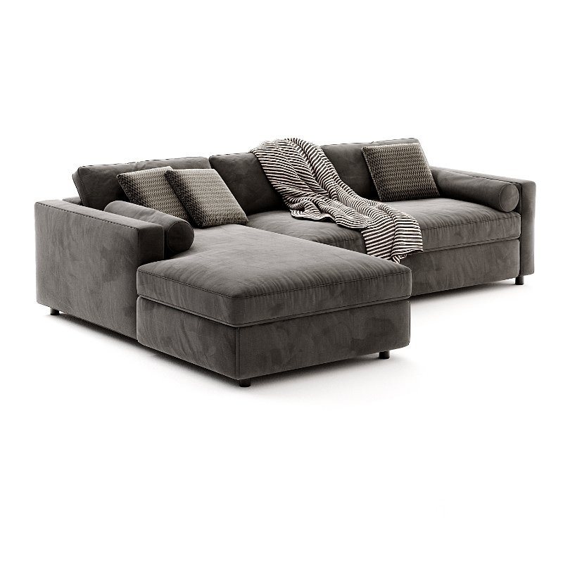 Aris Deep 2-Piece Bench Sectional Sofa with Chaise Lounge Image 4