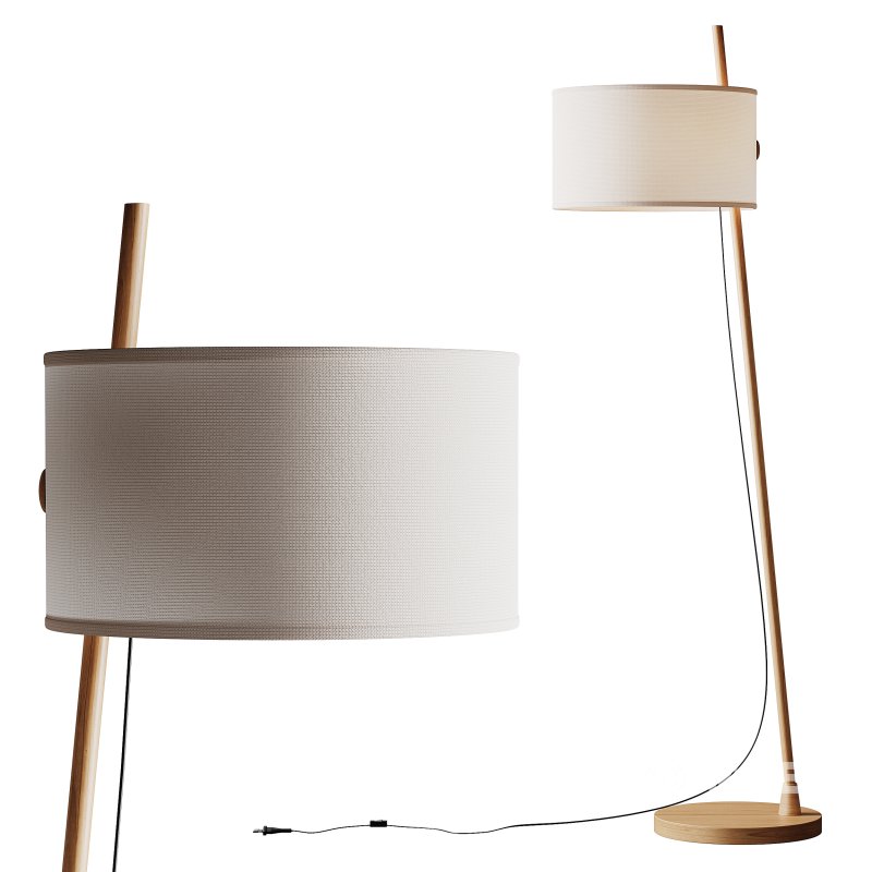 MILAN Linood E27 Wood Floor Lamp Image 1