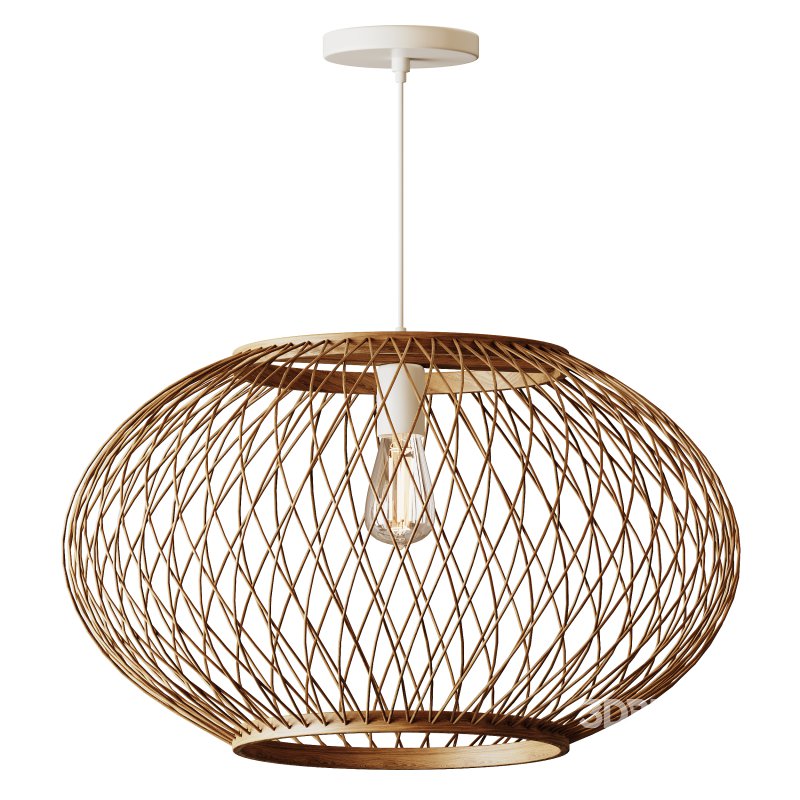 Natural Round Bamboo Hanging Pendant Lights Image 6
