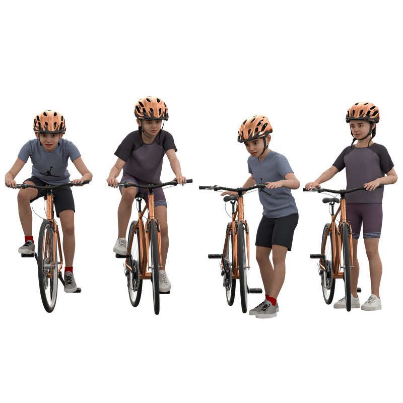 kids Cycling in 4 poses Image 2