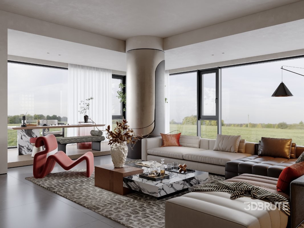 Luxurious living room and dining room Image 6