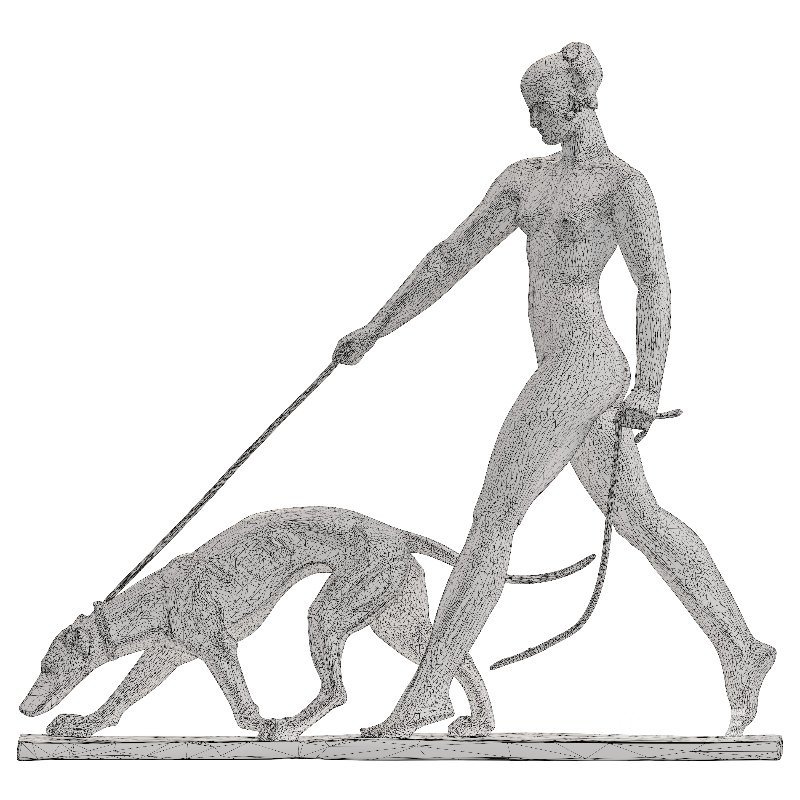 Bronze Human Walking Dog Sculpture Image 2