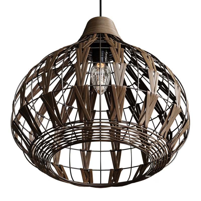 Retro Coffee Bamboo Rattan Pendant Light Image 6