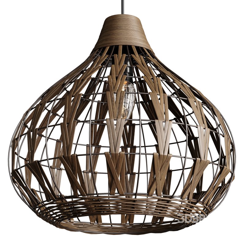 Retro Coffee Bamboo Rattan Pendant Light Image 4