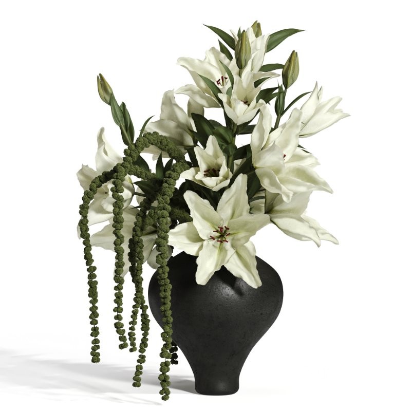 White Lily Cascade in Charcoal Vase 52 Image 2