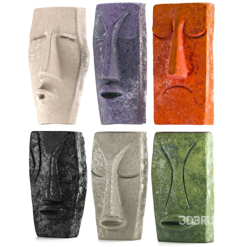 Set of Abstract Face Wall Sculptures Image 6