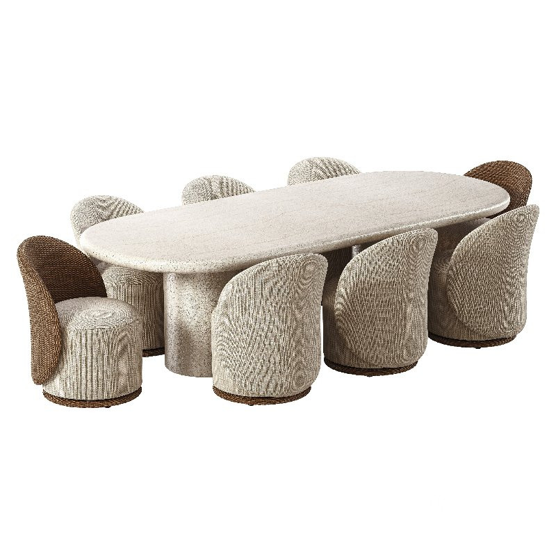 Quaid Outdoor Woven & Upholstered Dining Chair and Poole Outdoor Dining Table Image 3