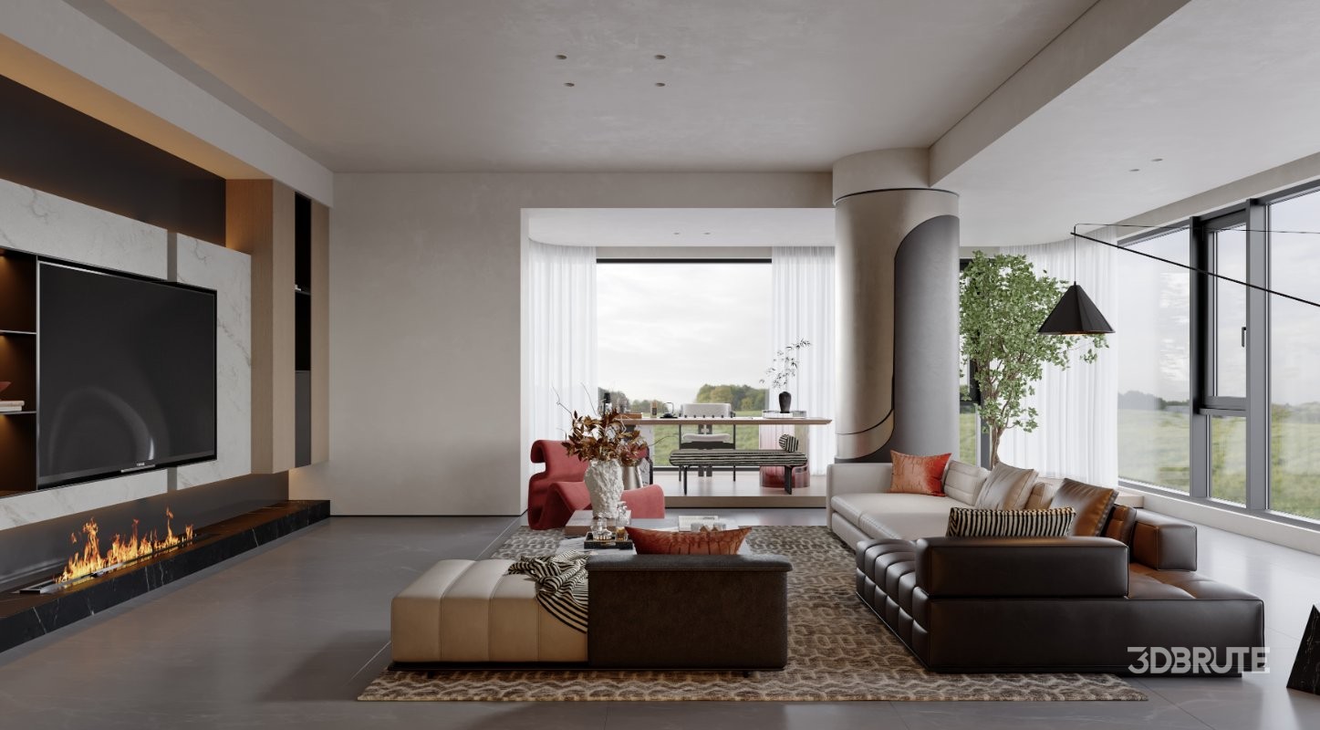 Luxurious living room and dining room Image 1