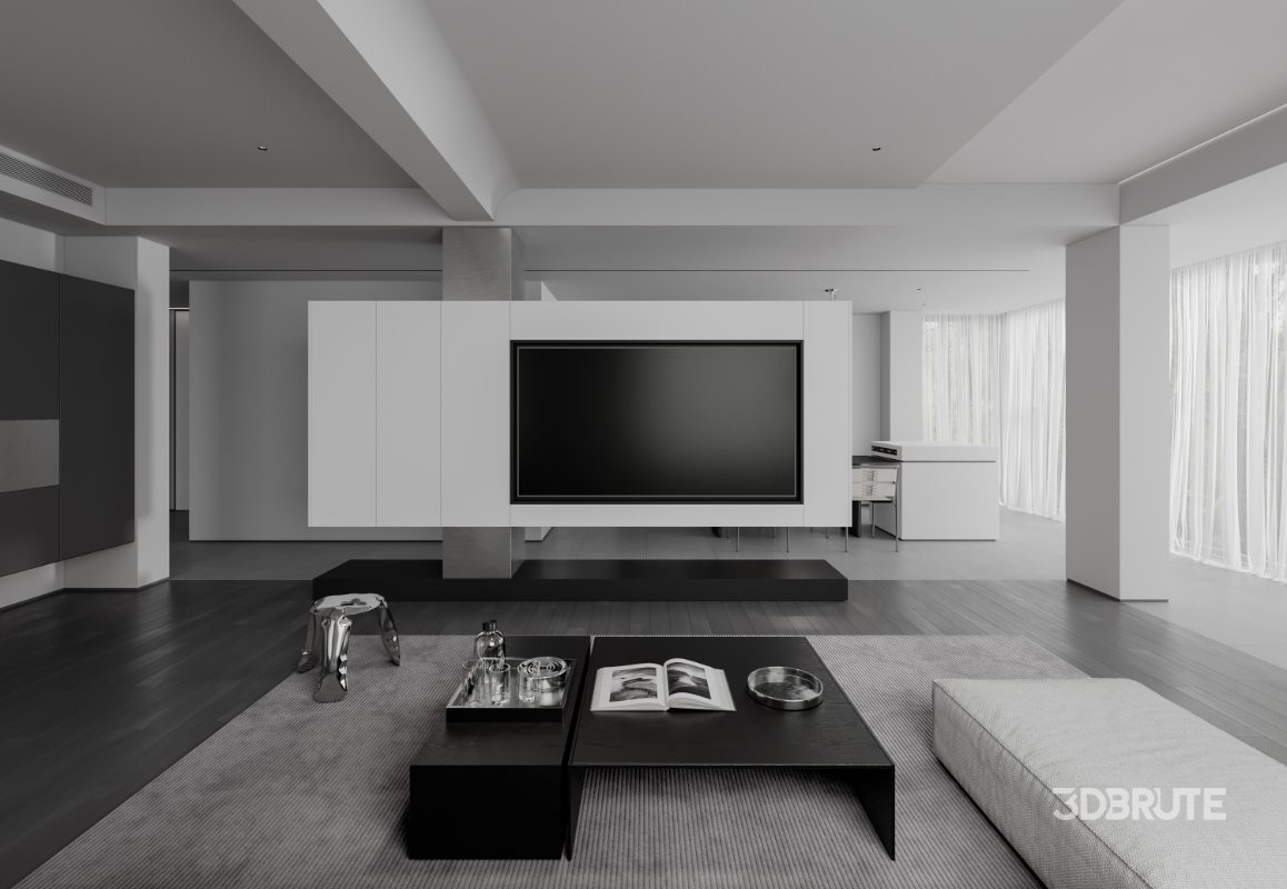 Modern living room and dining room interior scene Image 3