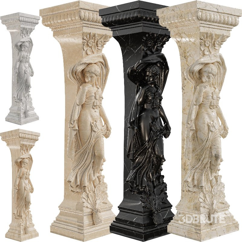 Classical Female Column Sculpture Ornamental Image 2