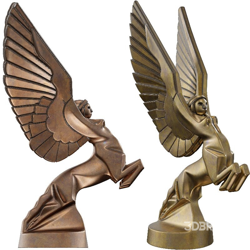 Winged Ascending Figure Sculpture Mythological Image 1
