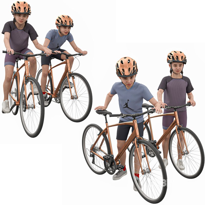 kids Cycling in 4 poses Image 6