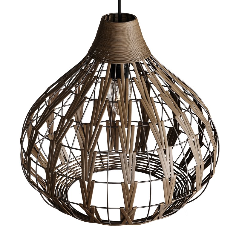Retro Coffee Bamboo Rattan Pendant Light Image 5