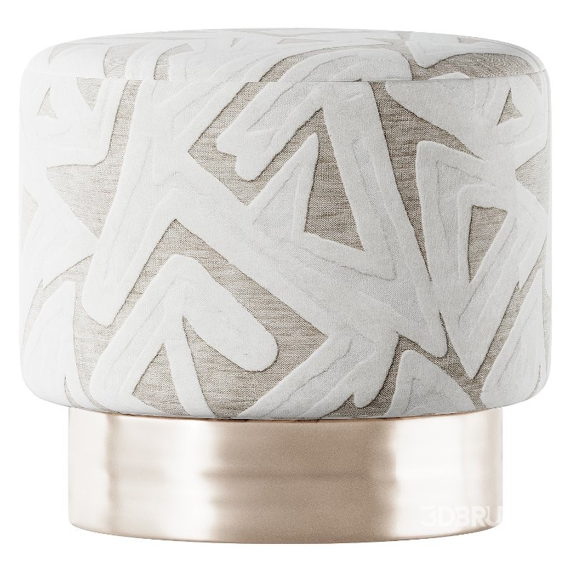 Arteriors Home Avalon Ottoman Swiss Coffee Champagne Swivel Image 1