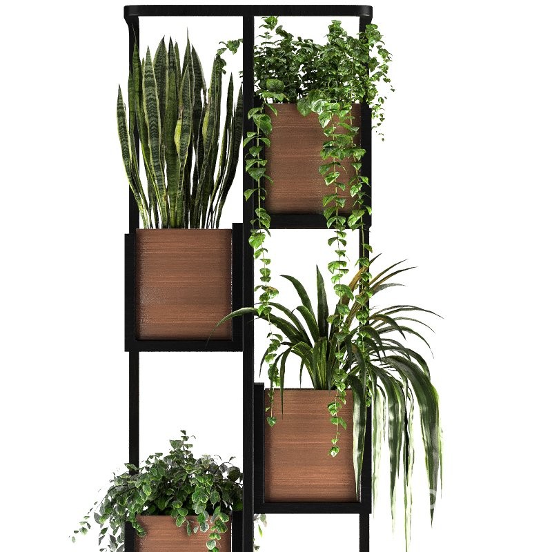 Metal and Wood Plant Stand 02 Image 1