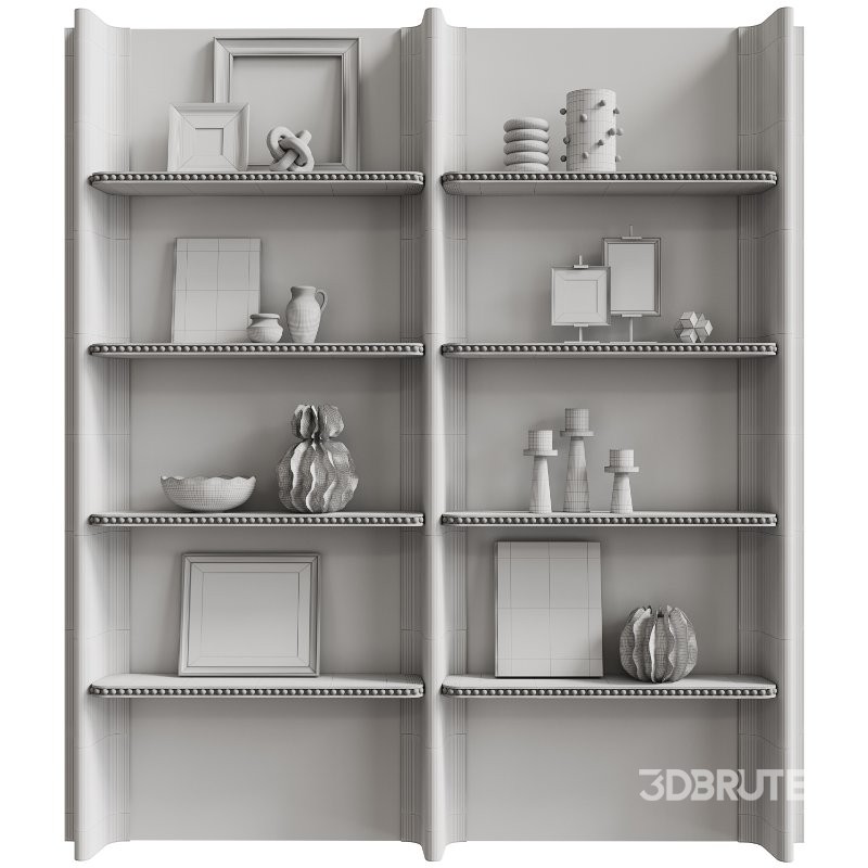 Wooden wall shelf unit with decor Image 4