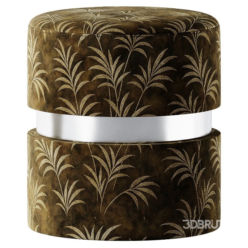 Tara Floral Green Pouf Image 2