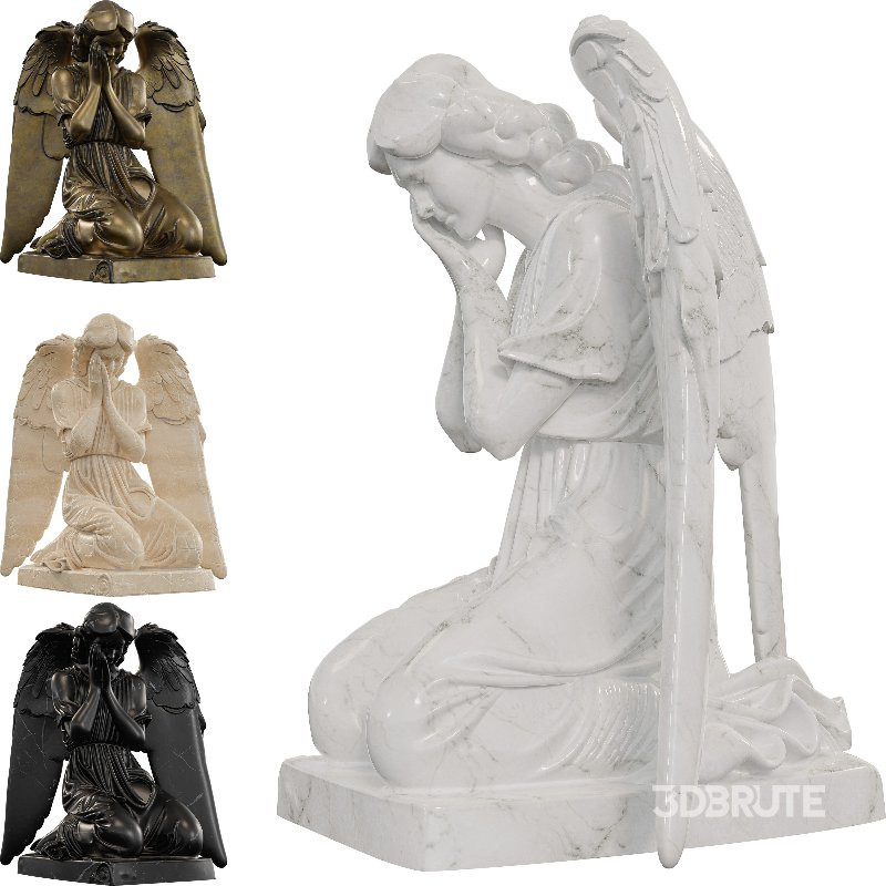Kneeling Mourning Angel Sculpture Image 1