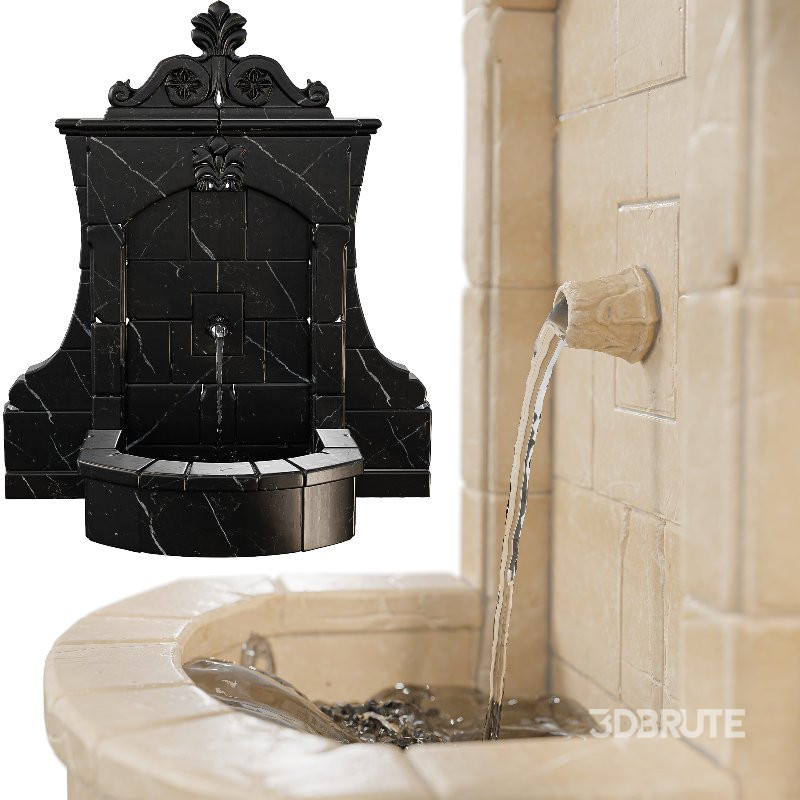 Vintage Stone Wall Fountain Classical Relief Image 1