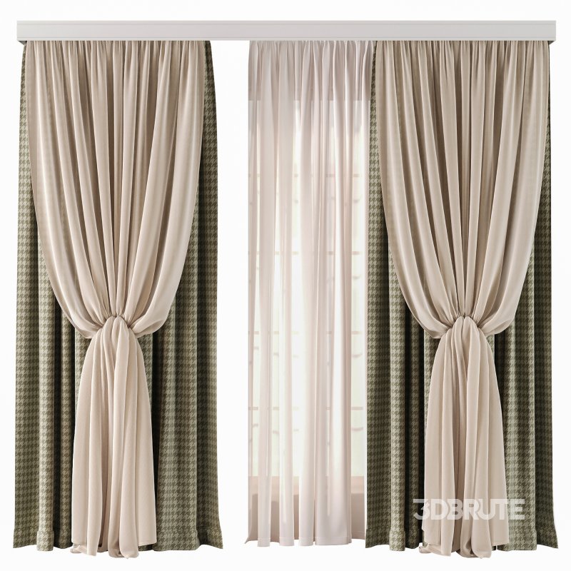 Curtains in Beige and Olive Set91 Image 1