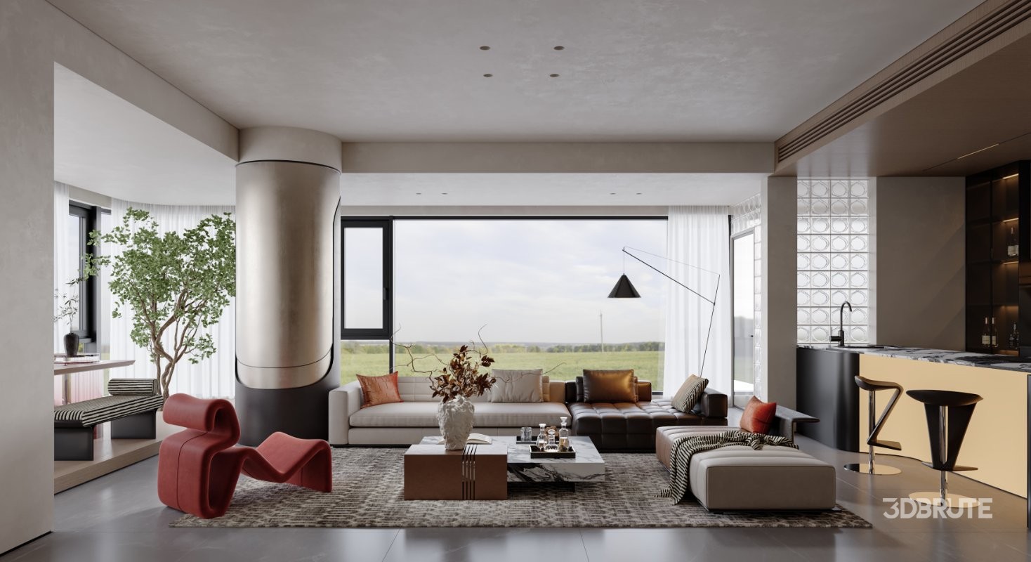 Luxurious living room and dining room Image 2